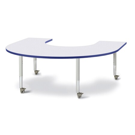 Jonti-Craft Berries Horseshoe Activity Table, 66 in. x 60 in., Mobile, Freckled Gray/Blue/Gray 6445JCM003